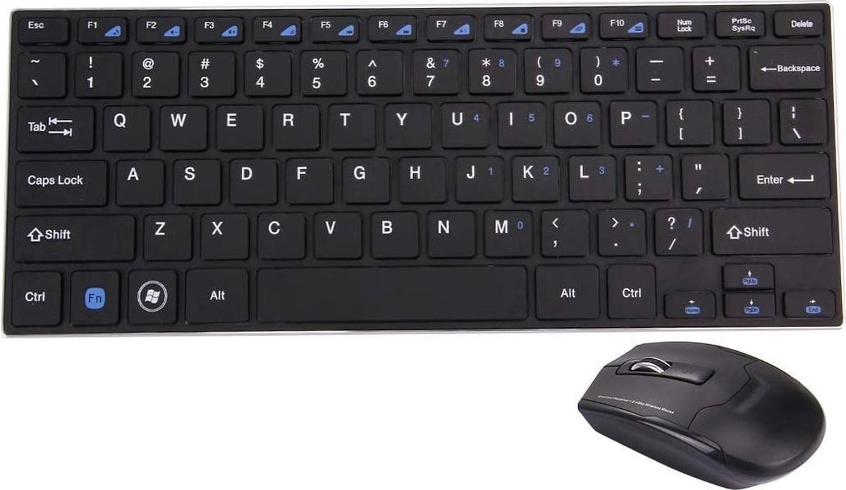 Keyboard Gaming - toetsenbord HK3910 2,4 GHz draadloos 78-toetsen Metalen ultradun toetsenbord met toetsenbordafdekking + draadloze optische muis met ingebouwde USB-ontvanger voor computer PC-laptop (zwart)