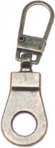 2x hersluitbare ritstrekker - lipje rits aanklikbaar - vervangende ritssluiter bij kapotte rits - oud zilver - 4 cm