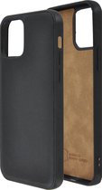 iPhone 12 Pro Hoesje - iPhone 12 Pro hoesje Echt leer Back Cover P Case Zwart