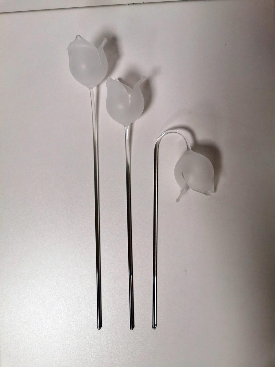 Tulp - Bloem - Kristal - 3 set - 40cm. - Handmade.