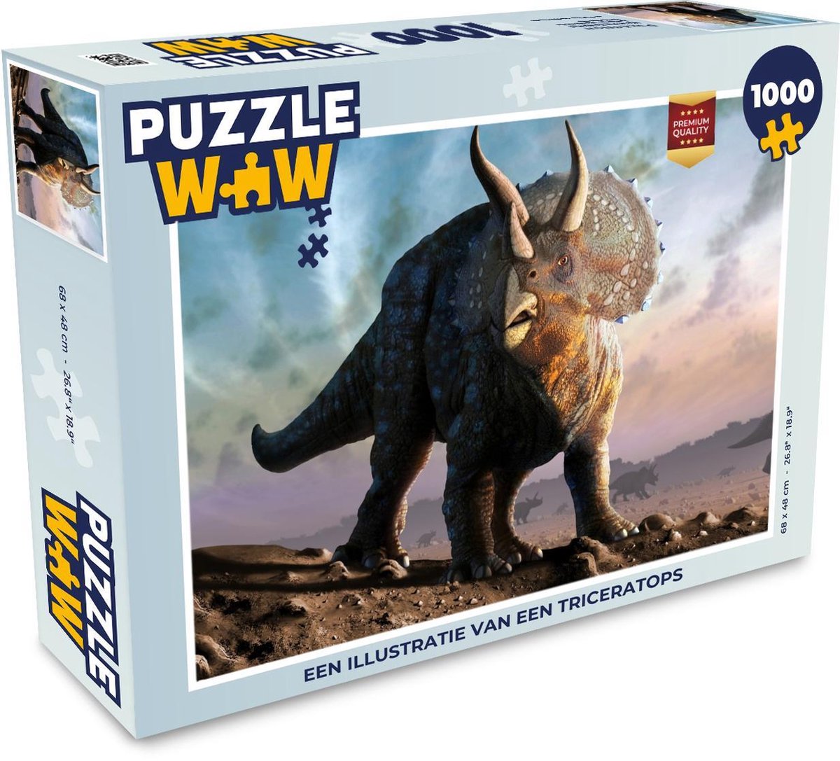 Afbeelding van product Puzzel 1000 stukjes volwassenen Dinosaurus illustratie 1000 stukjes - Een illustratie van een triceratops - PuzzleWow heeft +100000 puzzels