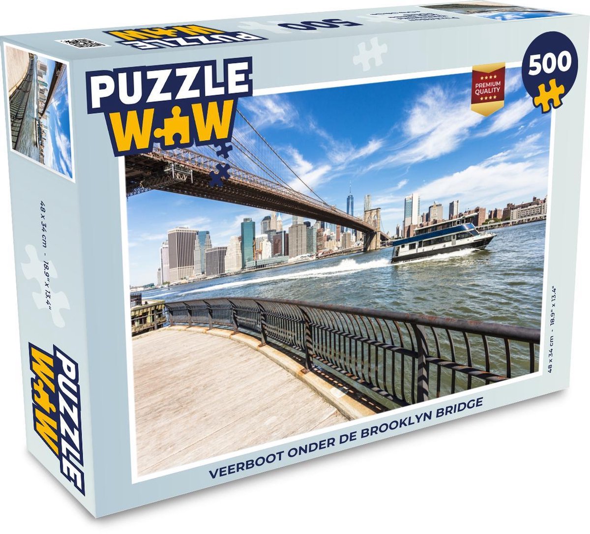 Afbeelding van product Puzzel 500 stukjes Veerboot - Veerboot onder de Brooklyn Bridge - PuzzleWow heeft +100000 puzzels