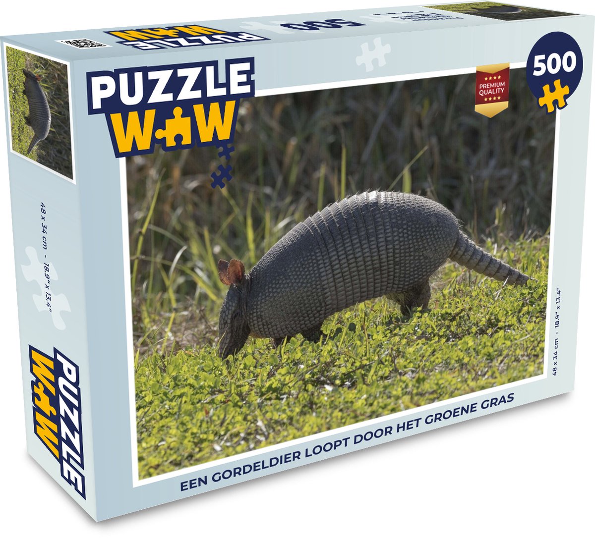 Puzzel 500 stukjes Gordeldier - Een Gordeldier loopt door het groene gras -  PuzzleWow... | bol.com