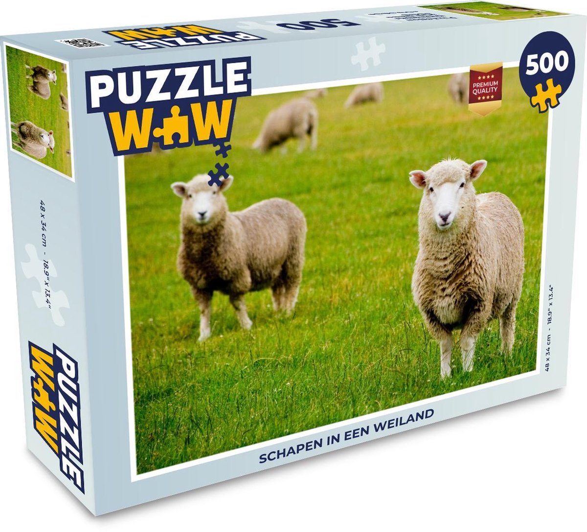 Afbeelding van product Puzzel 500 stukjes Schaap - Schapen in een weiland - PuzzleWow heeft +100000 puzzels