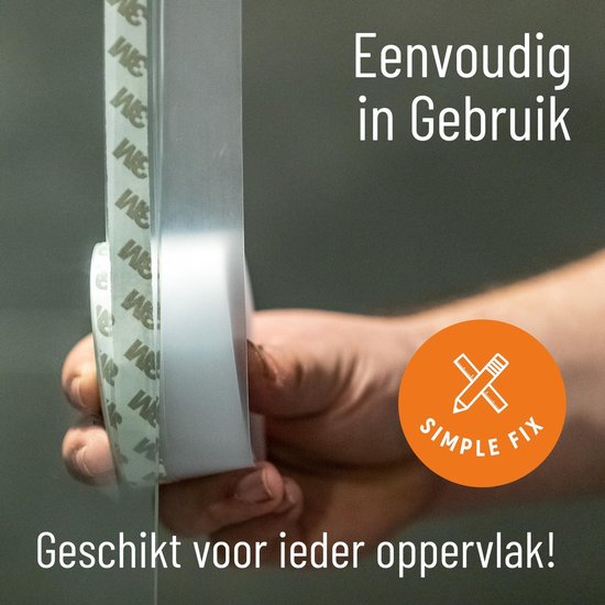 Simple Fix Tochtstrip Deuren - 5m x 3,5cm - Transparant - Tochtstopper voor Deur en Raam - Zelfklevende 3M-plaklaag - Isolerend - Tochtband