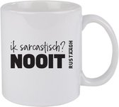 Ik sarcastisch? Nooit Rustaagh mok - kop - beker - koffie/thee - hoogglans wit- 295 ml - grappig - herkenbaar