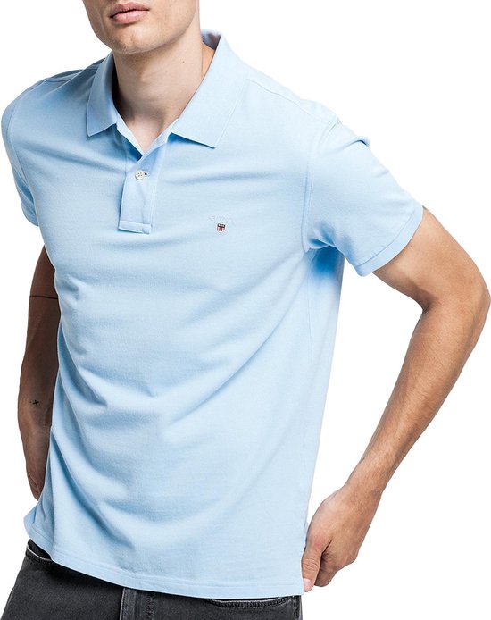 Gant - Basic Poloshirt Lichtblauw - Regular-fit - Heren Poloshirt Maat XXL