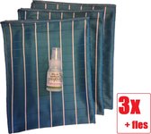 Bamboe Glasdoek - Glasdoeken - Microvezeldoek - Schoonmaakdoek - Droogdoek - Zeem - Ramendoek - Keukendoek - Wonderdoek - Streeploos schoonmaken - 3 STUKS BLAUW + Relax Bamboe Conc