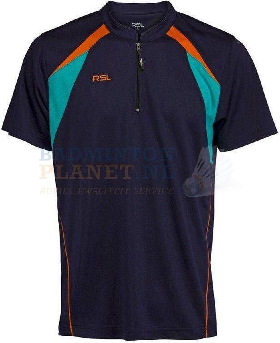 RSL T-shirt Badminton Tennis Blauw/Oranje maat S