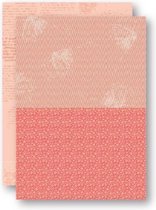 NEVA044 Nellie Snellen Background Sheets A4 - 5 achtergrondvellen zalm roze flowers - pink bloemen - dubbelzijdig papier bloem