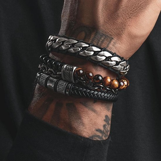 IXXXI Men armband Alex leather leer zwart | bol.com