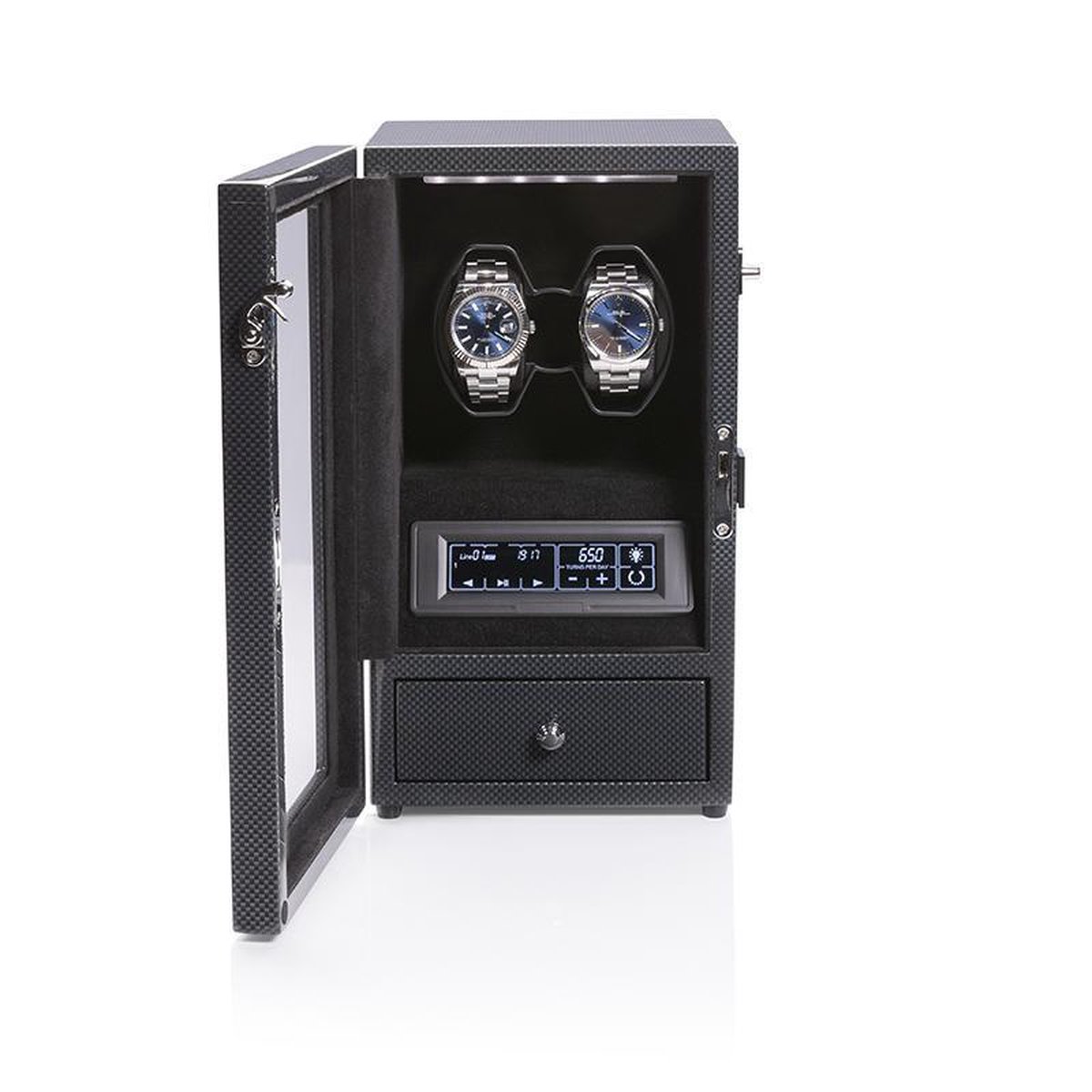 Roogs watchwinder carbon look voor 2 horloges