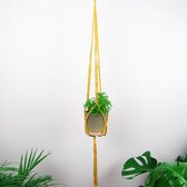 Plantenhanger - 115 cm - Katoen - Mosterd - Plantenhanger macrame - Plantenhanger binnen