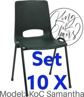King of Chairs -set van 10- model KoC Samantha zwart met zwart onderstel. Kantinestoel stapelstoel kuipstoel vergaderstoel kantine stapel stoel kantinestoelen stapelstoelen kuipsto