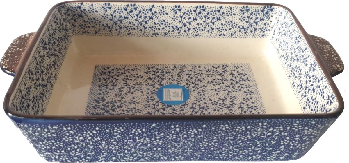 Verzoekschrift Commissie schrobben Supervintage blauwe keramische ovenschaal met bloemen 12 x 20 cm | bol.com