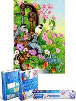 Crafterman™ Diamond Painting Pakket Volwassenen - Kleurrijke vogels met bloemen - 30x40cm - vierkante steentjes - Met 2 E-Books
