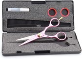Pink 5,5 "professionele kapper Kappersschaar Kappersschaar met verstelbare schroef komt in mooie presentatiekoffer (Pink Hair Scissor)