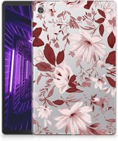 Hoesje Lenovo Tab M10 Plus Silicone Tablet Hoes Design Watercolor Flowers met transparant zijkanten
