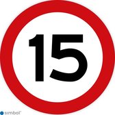 Simbol - Stickers 15 km - Maximaal 15 km/u - Duurzame Kwaliteit - Formaat ø 15 cm.