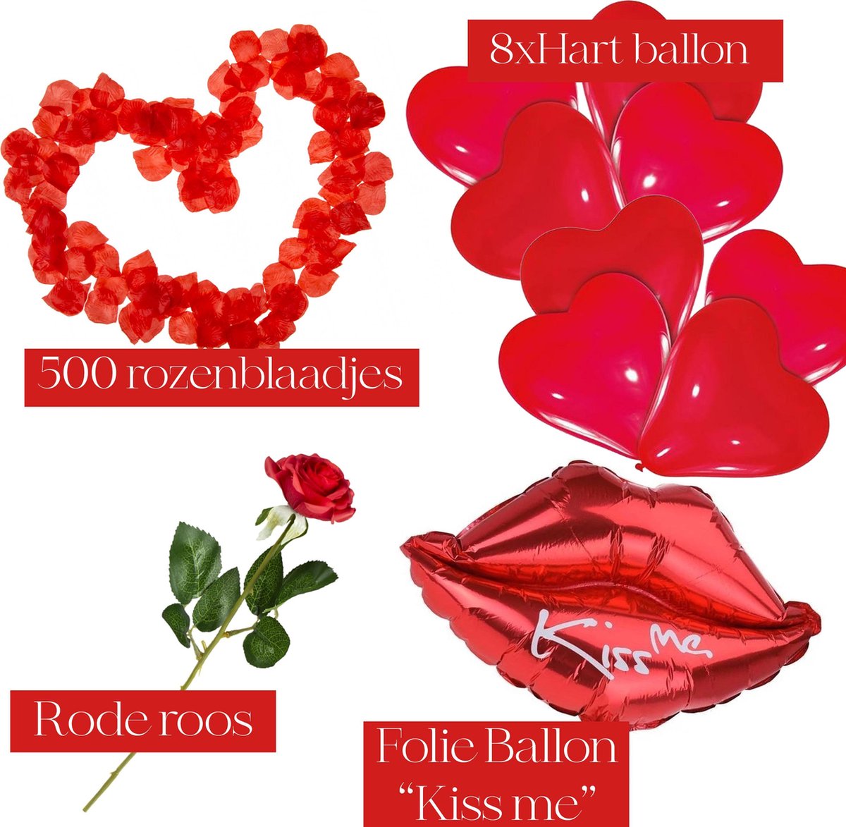 Valentijnsdag ballonnen kit decor met I Love You, hart ballonnen met