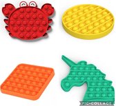 ESSENTIALS73 POP IT® Fidget Toy - Set van 4: Unicorn - Vierkant - Krab - Rond  - Tiktok