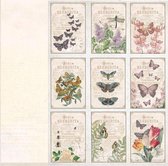 KP0064 Vintage Toppers A4 Cutouts Butterflies. 200gsm. doublesided (10stuks)