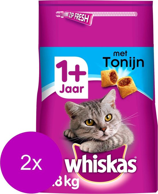 Whiskas Brokjes Adult Tonijn - Kattenvoer - 2 x 3,8 kg
