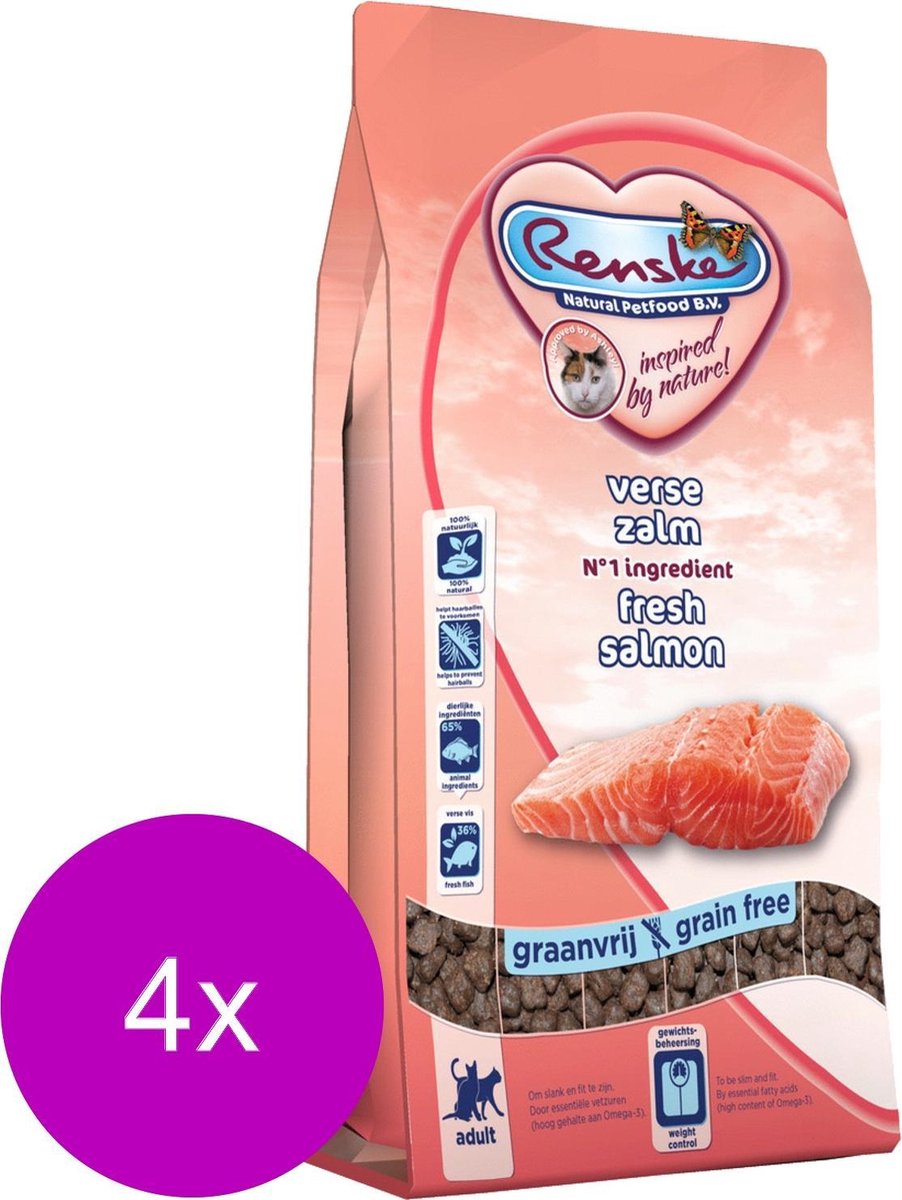 Renske Kat Adult Verse Zalm - Kattenvoer - 4 x 400 g