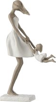 J-Line Moeder Spelend Met Dochter Poly Wit/Taupe
