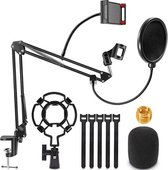 microfoon arm - Instelbare microfoonstandaard professionele microfoonhouder microfoonarm met spin en adapter voor studio programma opname radio televisiezender, compatibel met Blue Yeti micro