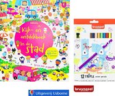 Zoekboek ''Stad'' + Bruynzeel kleurpotloden | Tekenset | A4 Kijkboek | Ontdekboek in de stad | Kleurpotloden | Kleurboek | Puzzels | Stickers | Stickervellen | Potloden | Knutselen | Stiften 