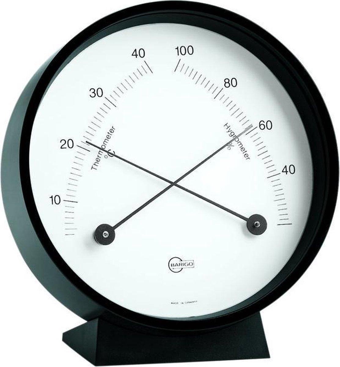 Barigo 915zw hygrometer - thermometer - zwart - messing zwart gelakt - Ø 8,5 cm