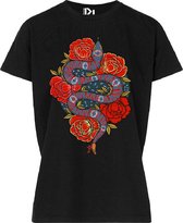 Rose Snake T-shirt zwart – Pinned by K - XS