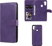 Samsung Galaxy M11 / A11 hoesje - MobyDefend Luxe 2-in-1 Wallet Book Case Met Uitneembare Backcover - Paars - GSM Hoesje - Telefoonhoesje Geschikt Voor: Samsung Galaxy M11