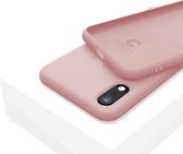 LIQUID | 180° Protection - Silicone Velvet + MicroFibre Shockproof Backcover - Telefoon Hoesje voor iPhone XR - Roze