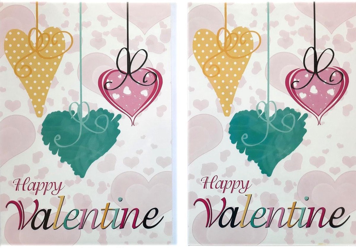2 Wenskaarten - Valentijnskaarten - Happy Valentine - 12 x 17 cm - VAL-011