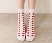 Sokken dames print hartjes - wit / rood - 36-40 - Tekst - Blind for love