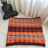 Zabuton – Meditatiemat – Zitkussen - Thais kussen/mat – Extra groot - Kapokvulling – 70x70cm - Oranje