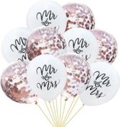 Confetti ballon huwelijk Mrs&Mr 10 stuks kindercrea roze