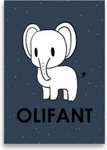 Kinderposter | Kinderkamer | Babykamer | Dieren | Wanddecoratie | A3 formaat | MOODZ design | Olifant | Blauw