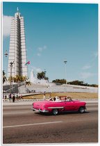 Forex - Mooie Rode Auto in Cuba - 40x60cm Foto op Forex