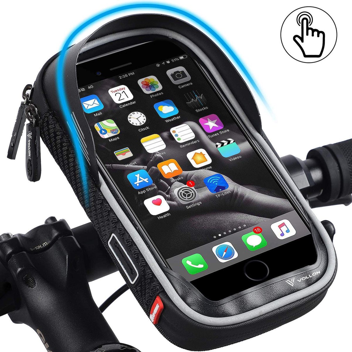 Telefoonhouder Fiets Waterdicht - met Opbergvak - Universeel Telefoon Houder voor Mobiel Scooter en