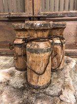 Klos kandelaar - Houten kaars kandelaar -oude houten kandelaar - India - Stoer - sober - landelijk