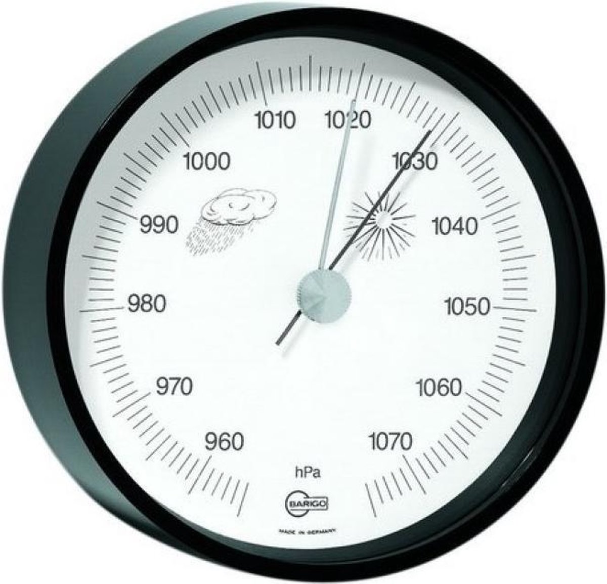 Barigo 115zw barometer - zwart - messing zwart gelakt - Ø 8,5 cm