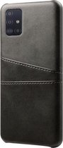 Samsung Galaxy A51 Card Backcover | Zwart | Hoesje | PU Leren Wallet | Pasjeshouder
