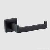 Deluxe Toiletrolhouder - Matzwart - Vierkant - RVS - Modern - WC Rolhouder - Incl. Handleiding