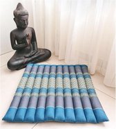 Tapis de méditation - Tapis de yoga - Tapis de méditation carré - Tapis carré - Tapis thaï - 50x50x4 cm - Blauw/ Grijs