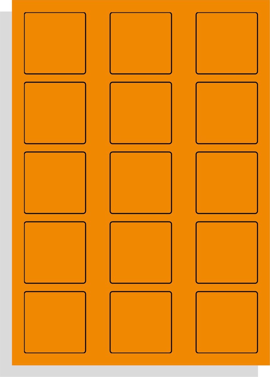 A4 Laserprinter etiketten - 50 x 50 mm vierkant - oranje radiant - 100 vel per doos