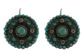 Behave Oorbellen oorhangers rond met blauw groene steentjes 2 cm