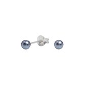Joy|S - Zilveren 4 mm parel oorbellen - antraciet grijs